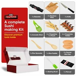 Best Pirce ❤️ Flying Sizzle FlyingSizzle Sushi Kit For Home – 21 Piece Premium Sushi Making Kit Including Bamboo Sushi Rolling Mat, Sushi Bazooka, Chef's Knife, Bamboo Chopsticks, Avocado Slicer, Sushi Recipe Book, And Mor 👍