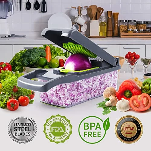 Best Sale π MAIPOR Vegetable Chopper, Pro Onion Chopper, Multifunctional 13 In 1 Food Chopper, Kitchen Vegetable Slicer Dicer Cutter,Veggie Chopper With 8 Blades,Carrot And Garlic Chopper With Container π― - Image 6