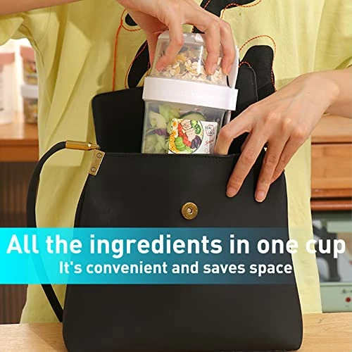 Budget π Keep Fit Salad Meal Shaker Cup,Salad Container For Lunch, Portable Fruit And Vegetable Salad Cups Container With Fork & Salad π Dressing Holder Blue Size-S π - Image 4