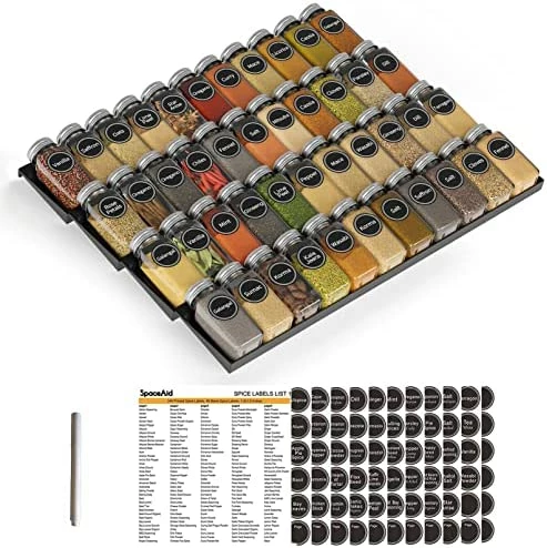 Cheap π SpaceAid Spice Drawer Organizer With 28 Spice Jars, 386 Spice Labels And Chalk Marker, 4 Tier Seasoning Rack Tray Insert For Kitchen Drawers, 12.8" Wide X 17.5" Deep π - Image 13