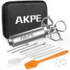 Best Sale 👍 AKPE Meat Injector, Stainless Steel Marinade Injector Syringe For BBQ Grill And Turkey, 2 Ounce Syringe With 3 Needles, Easy To Use And Clean (With Case) 🎁