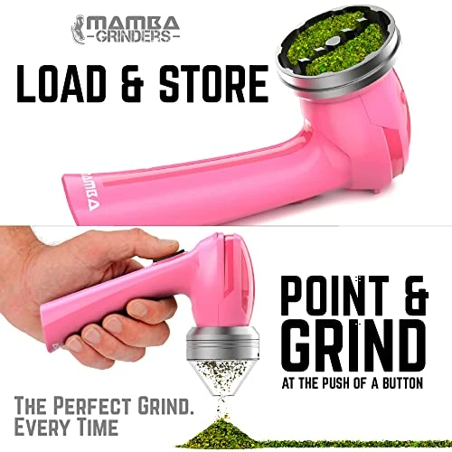Budget π Mamba V2-55 Electric Herb Grinder , USB Rechargeable Automatic Grinder Fast Mill With Aluminum Alloy Head, Includes Herb And Spices Holding System (Pink) π - Image 3