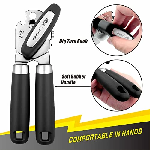 Best reviews of π₯° PrinChef Can Opener Manual, Can Opener With Magnet, No-Trouble-Lid-Lift | Handheld Can Opener Smooth Edge With Sharp Blade | Can Openers With Large Effort-Saving Handles, Easy Grip & Heavy Duty, Black β - Image 4