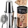 Coupon 👍 Mixology & Craft Mixology Cocktail Shaker Boston Shaker Set Professional Weighted Martini Shakers, Strainer And Japanese Jigger, Portable Bar Set For Drink Mixer Bartending, Exclusive Recipes Cards (Silver) 😀