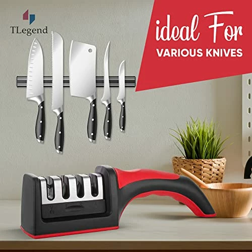 Outlet 🥰 TechnoLegend Knife Sharpeners For Kitchen Knives– Stainless Steel 4 In1 Kitchen Knife Sharpener – Ergonomic And Easy To Use Knife Sharpening Kit With 4 Stage Sharpening Slots ✨ - Image 7