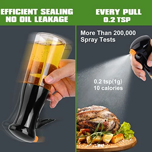 Coupon π€© MUOOMU Oil Sprayer For Cooking, Upgraded Olive Oil Sprayer Bottle, Air Fryer Accessories, Oil Mister For Air Fryer, 7oz/200ml Oil Vinegar Spritzer, Kitchen Gadgets For Salad, BBQ, Roasting (Black) π - Image 5