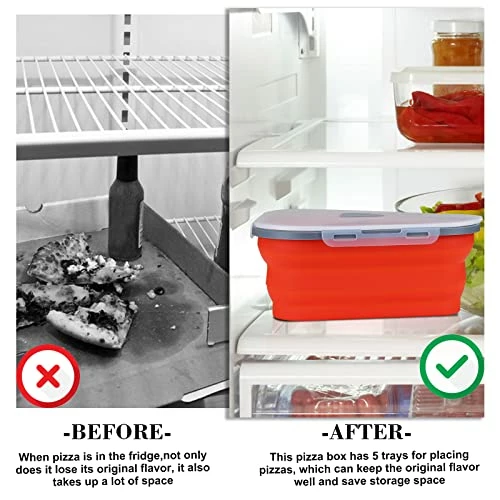 Outlet π ICNESS Pizza Storage Container Expandable,Pizza Container With 5 Microwavable Serving Trays,Adjustable Pizza Slice Container,Reusable Pizza Storage To Organize Save Space ,Microwave Safe β€οΈ - Image 4