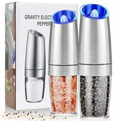 New 😍 AVNICUD Electric Salt And Pepper Grinder, Automatic Pepper Mill, Gravity Salt Grinder, Battery-Operated With Adjustable Coarseness, LED Light, One Hand Operated (Silver 2Pack) Upgraded 🔔
