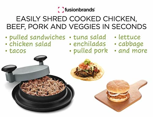 New π FusionBrands ShredMachine-The Quick, Easy To Use Alternative To Bear Claws Meat Shredder For Pulled Pork, Beef And Chicken And More-BPA Free Hand Shredder With Easy To Grip Handles, Non-Skid Base,Grey π - Image 3