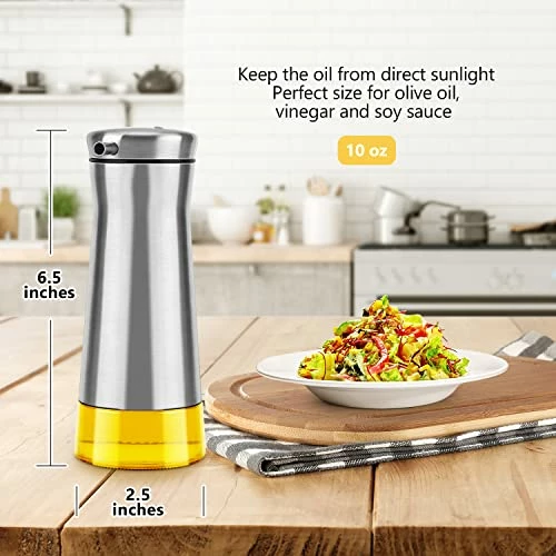 Cheap π Aelga Olive Oil And Vinegar Dispenser Bottle Set 2 Pack Elegant Stainless Steel Oil Dispenser Set- Oil Dispenser Bottle For Kitchen With Drip Free White+black π - Image 4