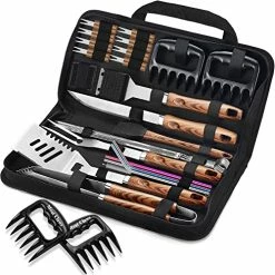 Buy 🤩 ROMANTICIST 27pcs Heavy Duty BBQ Tools Gift Set For Men Dad, Extra Thick Stainless Steel Grill Utensils With Meat Claws, Grilling Accessories Kit In Portable Carrying Bag For Camping, Backyard Brown 3-silver 😀