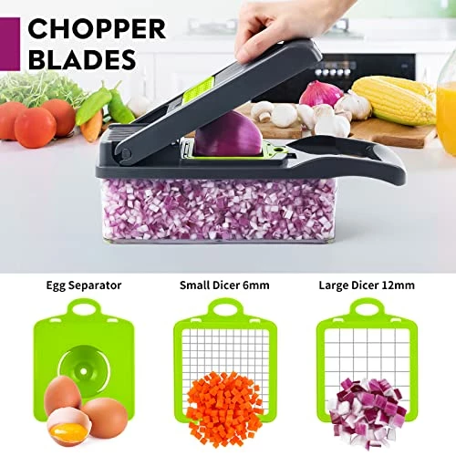Best Sale π MAIPOR Vegetable Chopper, Pro Onion Chopper, Multifunctional 13 In 1 Food Chopper, Kitchen Vegetable Slicer Dicer Cutter,Veggie Chopper With 8 Blades,Carrot And Garlic Chopper With Container π― - Image 3