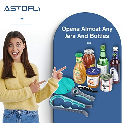 Budget π Astofli Multi Bottle Opener For Arthritic Hands With Corkscrew Wine Opener, Easy Twist Jar Opener For Weak Hands With Rubber Jar Opener Gripper Pad, Adjustable Jar Opener For Seniors With Arthritis π - Image 2