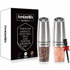 Promo 🎁 Gravity Electric Salt And Pepper Grinder Set【White Light】- Battery Operated Automatic Salt And Pepper Mills,Adjustable Coarseness,One-Handed Operation,Utility Brush,Stainless Steel By 😉