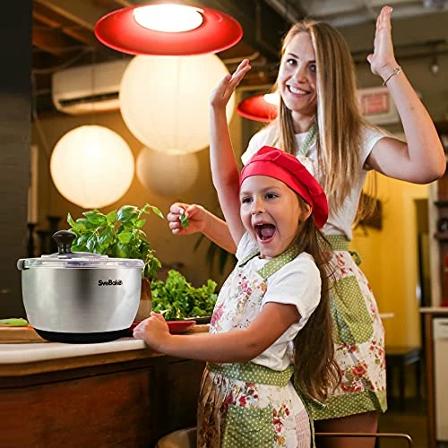 Buy π SveBake Salad Spinner Stainless Steel Large, Vegetable Washer With 4.2 Qts Bowl, Lettuce Cleaner And Dryer Silver π - Image 5