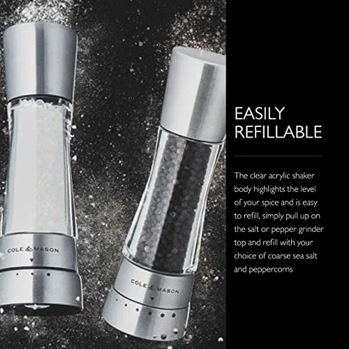 Budget 𧨠COLE & MASON Derwent Salt And Pepper Grinder Set - Stainless Steel Mills Include Gift Box, Gourmet Precision Mechanisms And Premium Sea Salt And Peppercor π - Image 5