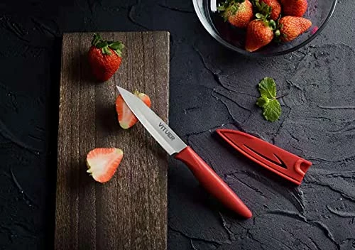 Buy π₯° Paring Knife, Vituer 8PCS Paring Knives (4 Knives And 4 Knife Cover), 4 Inch Peeling Knife, Fruit And Vegetable Knife, Ultra Sharp Kitchen Knives, German Steel, PP Plastic Handle π€© - Image 3