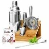 Cheap ✨ Mixology Bartender Kit Cocktail Shaker Set By Barillio: Drink Mixer Set With Bar Tools, Bamboo Stand Cocktail Mixer Liquor Pourers Mojito Muddler Mixing Spoon Jigger Recipes Booklet Rose 😉