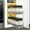 Promo 😀 LYNK PROFESSIONAL® Pull Out Spice Rack Organizer For Cabinet - Slide Out Vertical Spice Rack - 4-1/4 Inch Wide Sliding Spice Organizer Shelf - Double, Chrome 😀