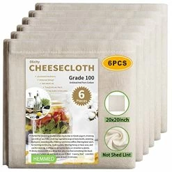 Best Sale 🔥 Olicity Cheese Cloths, Grade 100, 20x20Inch Hemmed Cheesecloth For Straining Reusable, 100% Unbleached Precut Cheese Cloth Strainer Muslin Cloth For Cooking, Baking, Juicing, Cheese Making - 6 PCS 🌟