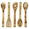 Promo ⭐ HYGNN Beauty And The Beast Burned Wooden Spoons Cooking &Serving Utensils Set Bamboo Spoon Slotted Kitchen Utensil Fun Gift Idea Warming Present (Set Of 5) 🎉