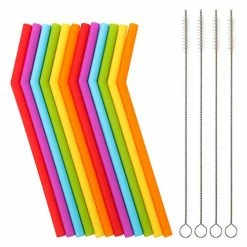 Brand new 😉 Veskaoty Reusable Silicone Straws For Toddlers & Kids - 12 Pcs Flexible Short Drink 6.7" Straws For 6-12 Oz Yeti/Rtic/Ozark Tumblers & 4 Cleaning Brushes - BPA Free, Eco-friendly,no Rubber T 🤩