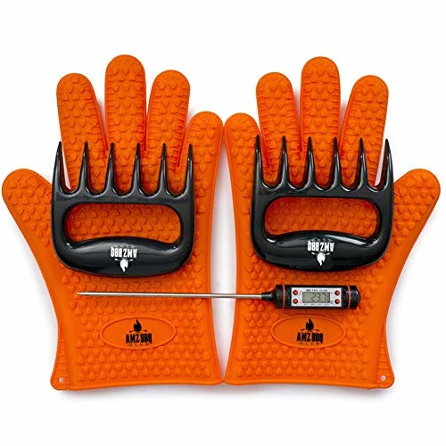 Best Pirce π AMZ BBQ CLUB Grilling Accessories - Silicone BBQ Gloves, Food Grade Meat Claws, Digital Grilling Thermometer | BBQ Set For Cooking Grilling Barbecue Roasting Baking Open Flame β