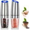 Promo 🌟 LetGoShop Salt And Pepper Grinder Electric Gravity Grinder, Refillable Automatic One-Hand Operated Pepper And Salt Mill Set With Adjustable Coarseness And LED Light, Battery-Operated 2 Pack 2 Pcs Black 🧨