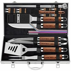 Buy 💯 ROMANTICIST 25pcs Extra Thick Stainless Steel Grill Tool Set For Men, Heavy Duty Grilling Accessories Kit For Backyard, BBQ Utensils Gift Set With Spatula,Tongs In Aluminum Case For 🥳 Birthday Brown 2-black ⌛