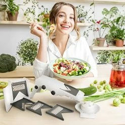 Best Pirce 🛒 Mueller Austria Mueller Multi Blade Adjustable Mandoline Cheese/Vegetable Slicer, Cutter, Shredder With Precise Maximum Adjustability Green 🔔
