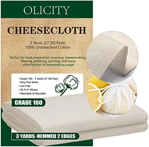 New π€© Olicity Cheesecloth, Grade 100, 45 Sq Feet, Reusable Cheese Cloth Ultra Fine Cheese Cloths For Straining, Unbleached Butter Muslin Cloth For Cooking, Cold Brew Coffee, π Halloween Decorations - 5 Yards π - Image 8