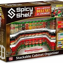Hot Sale ✔️ Spicy Shelf Deluxe - Expandable Spice Rack And Stackable Cabinet & Pantry Organizer (1 Set Of 2 Shelves) - As Seen On TV(Spicy Shelf Deluxe) Gray 🔔