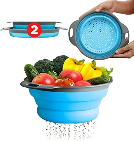 Cheapest π 2 Pcs Colander Set - Collapsible Colanders By Comfify - Sink Strainers For Kitchen - 2 & 3 Qt / 8" & 9.5" Size - Red π - Image 6