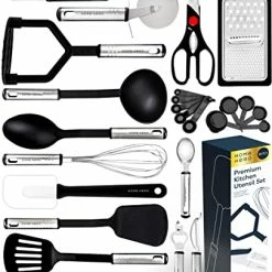 Best deal 🧨 Home Hero 25 Pcs Kitchen Utensils Set - Nylon & Stainless Steel Cooking Utensils Set - Non-Stick Kitchen Utensils With Spatula - Kitchen Gadgets Cookware Set - Kitchen Tool Set - Kitchen Ladles ⌛