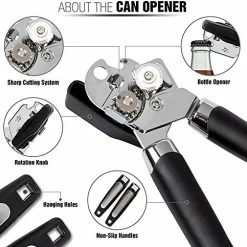 New ✔️ ZALIK Can Opener Manual, Handheld Strong Heavy Duty Can Opener, Anti-slip Hand Grip, Stainless Steel Sharp Blade, Ergonomic And Easy To Use, With Large Turn Knob ✔️