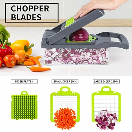 Flash Sale ๐ RAIQEE Vegetable Chopper, Onion Chopper, Mandolin Slicer,Pro 10 In 1professional Food Choppermultifunctional Vegetable Chopper And Slicer, Dicing Machine, AdjustableVegetable Cutter With Container(grey) ๐ - Image 2