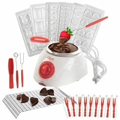 Hot Sale 🎁 Good Cooking Electric Chocolate Melting Pot Gift Set - Chocolate, 🍬 Candy Making Or Cheese Fondue Fountain Pot Kit With Over 30 Free Accessories, 7 Chocolate Molds And Recipe Book - Great For Fall Cooking, Parties 🛒