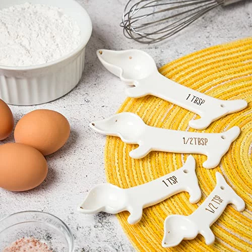 Best Pirce π VOTUM White Ceramic π Dog Themed Kitchen Utensils: Measuring Cups And Spoons, Spoon Rest For Countertop - Cute Kitchen Accessories (Dog Measuring Spoons) π - Image 3