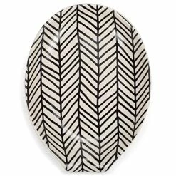 Promo π NAT AND JULES Nat & Jules Geometric Black And White 6 X 4 Ceramic Oval Countertop Spoon Rest π