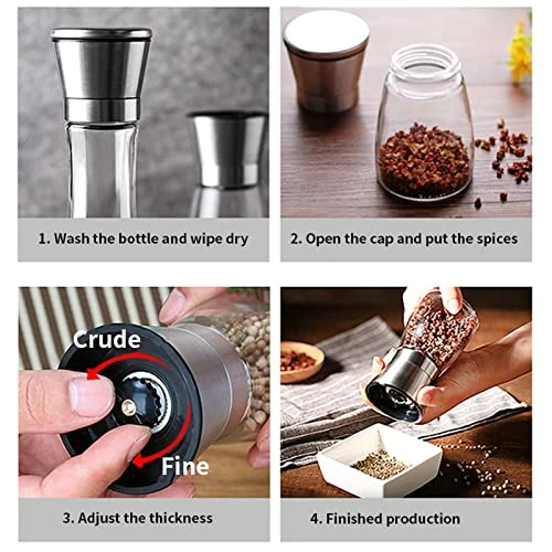 Budget β€οΈ Hexiniu Fillable Stainless Steel Grinder - Aadjustable Black Pepper Grinder, Long Lasting Fresh Keeping Spice Grinder, High Glass Blender That Can Be Used For Pepper, Cumin, Sea Salt, Mung Bean (High) π - Image 5