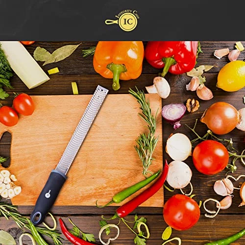 Wholesale 💯 Integrity Chef PRO Citrus Zester And Cheese Grater - Premium Non-Slip Grip Handle, Dishwasher Safe Lemon Zester - Parmesan, Garlic, Nutmeg, Chocolate, Ginger Grater - Stainless Steel Grater (13.2") 👏 - Image 4