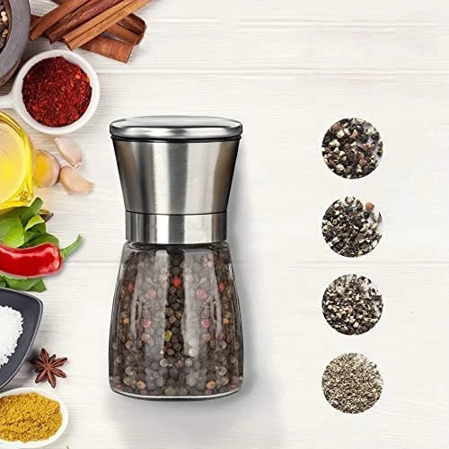 Budget β€οΈ Hexiniu Fillable Stainless Steel Grinder - Aadjustable Black Pepper Grinder, Long Lasting Fresh Keeping Spice Grinder, High Glass Blender That Can Be Used For Pepper, Cumin, Sea Salt, Mung Bean (High) π - Image 9