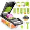 Discount 🔔 Vegetable Chopper,Senbowe Multifunctional 13-in-1 Food Choppers Onion Chopper Vegetable Slicer Cutter Dicer Veggie Chopper With 8 Blades,Colander Basket,Container For Salad Potato Carrot Garlic Blue +whit 🔔