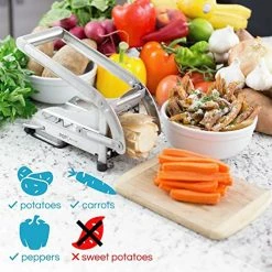 Cheapest ✔️ POP AirFry Mate, Stainless Steel French Fry Cutter, Commercial Grade Vegetable And Potato Slicer, Includes 2 Blade Size Cutter Options And No-Slip Suction Base, Perfect For Air Fryer Food Preparation 🔥