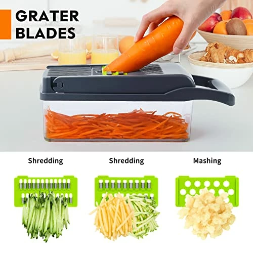 Best Sale π MAIPOR Vegetable Chopper, Pro Onion Chopper, Multifunctional 13 In 1 Food Chopper, Kitchen Vegetable Slicer Dicer Cutter,Veggie Chopper With 8 Blades,Carrot And Garlic Chopper With Container π― - Image 4