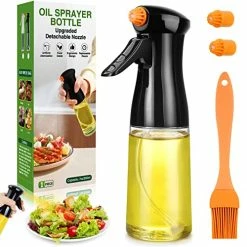 Coupon 🤩 MUOOMU Oil Sprayer For Cooking, Upgraded Olive Oil Sprayer Bottle, Air Fryer Accessories, Oil Mister For Air Fryer, 7oz/200ml Oil Vinegar Spritzer, Kitchen Gadgets For Salad, BBQ, Roasting (Black) 🎁