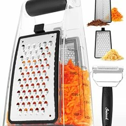 Best Sale 🧨 Joined Cheese Grater With Container - Box Grater Cheese Shredder Lemon Zester Grater - Cheese Grater With Handle - Graters For Kitchen Stainless Steel Food Grater - Hand Grater And Vegetable Peeler 🔥