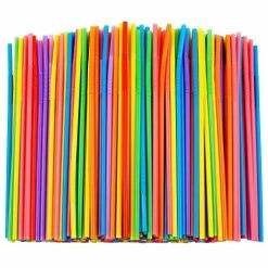 Cheap 🛒 Zmaxqii 300 Pcs Colorful Flexible Plastic Straws, BPA-Free Disposable Bendy Straws, 10.2" Long And 0.23'' Diameter Black 🎉