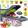 Flash Sale 🌟 RAIQEE Vegetable Chopper, Onion Chopper, Mandolin Slicer,Pro 10 In 1professional Food Choppermultifunctional Vegetable Chopper And Slicer, Dicing Machine, AdjustableVegetable Cutter With Container(grey) 😀