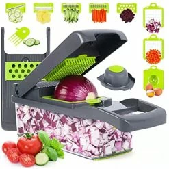 Flash Sale 🌟 RAIQEE Vegetable Chopper, Onion Chopper, Mandolin Slicer,Pro 10 In 1professional Food Choppermultifunctional Vegetable Chopper And Slicer, Dicing Machine, AdjustableVegetable Cutter With Container(grey) 😀